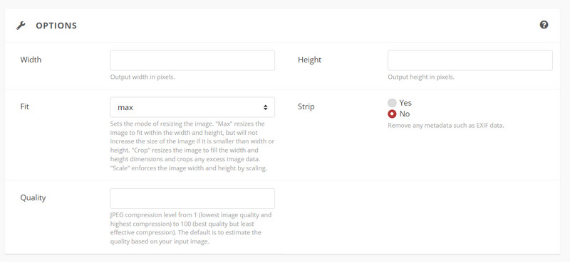 Opciones de Cloudconvert