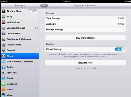 Backup de iPad a iCloud