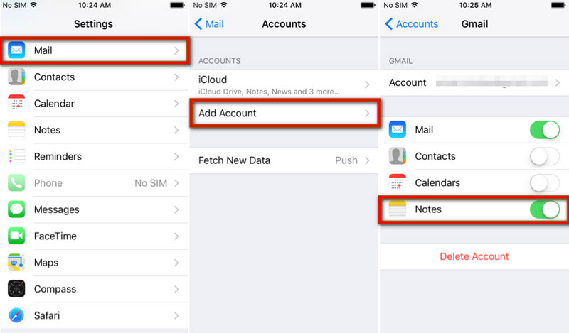 Copia de seguridad de iPhone Notas Gmail