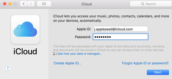 Iniciar sesión en iCloud