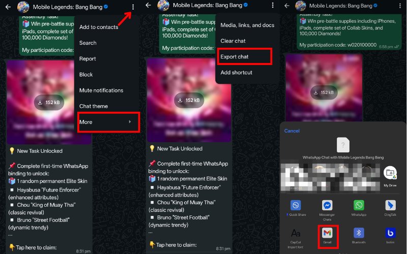 Copia de seguridad de chat específico de Android