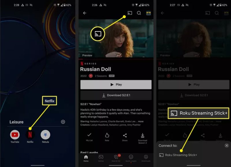 Transmitir a Roku en Netflix desde Android