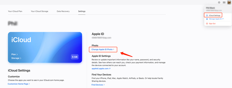 Cambiar la foto del ID de Apple en iCloud