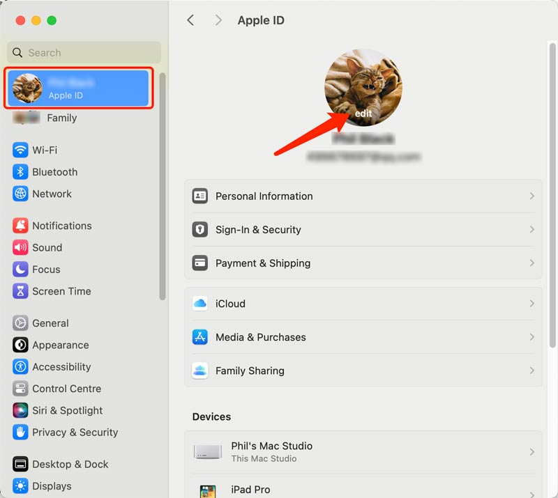 Editar imagen de ID de Apple en Mac