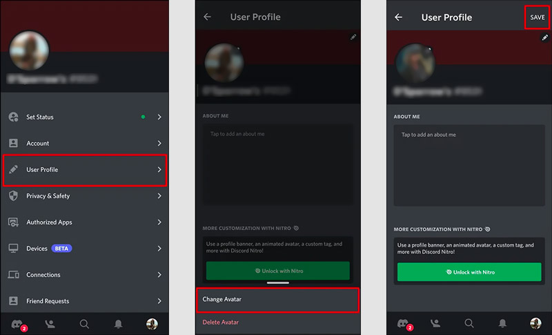 Cambiar foto de perfil de Discord móvil