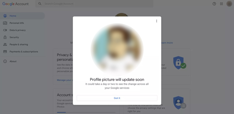 Cambiar la imagen de perfil de Google Meet a través de la cuenta de Google