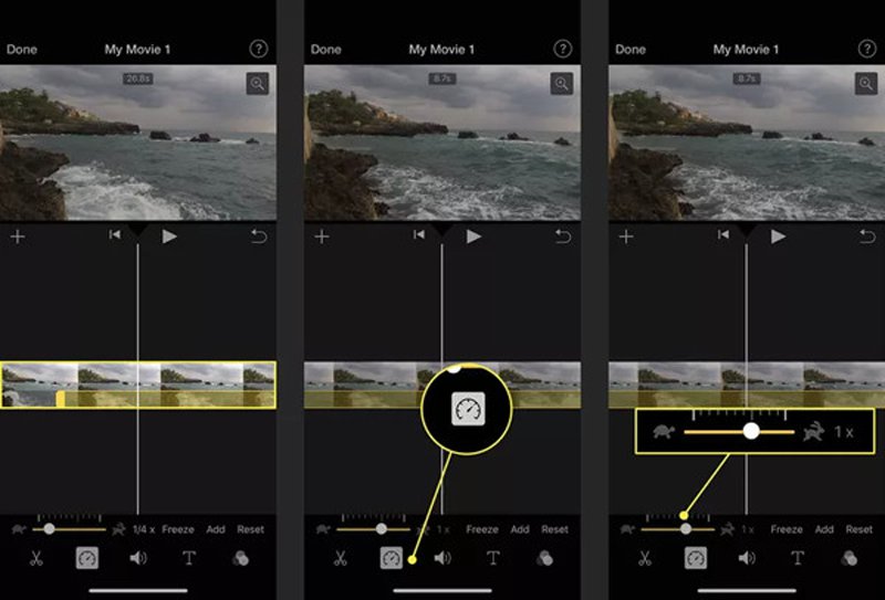 Cambiar la velocidad de video en iPhone iMovie