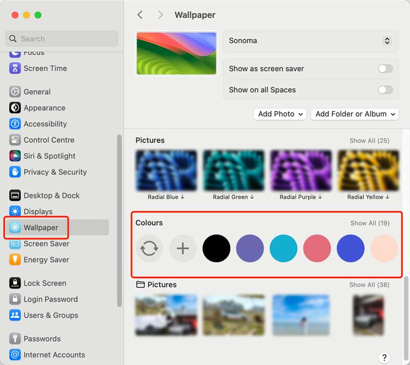 Cambiar el color de fondo del fondo de pantalla de Mac