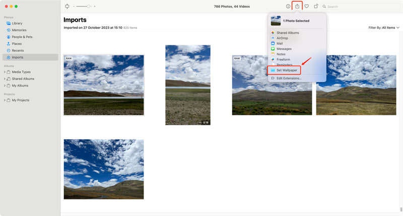 Cambiar fondo de pantalla en fotos de Mac