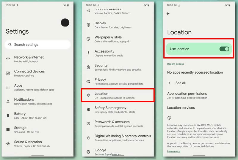 Cambiar la configuración de ubicación en Android
