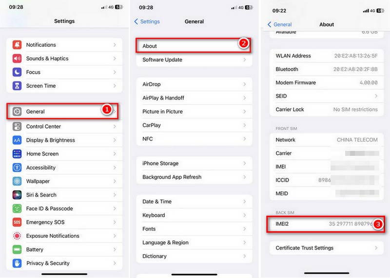 Verifique el número de IMEI