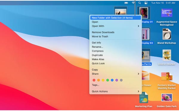 Organizar elementos en carpetas en Mac Desktop