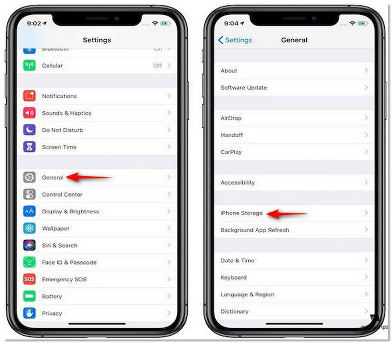 Toque Almacenamiento de iPhone