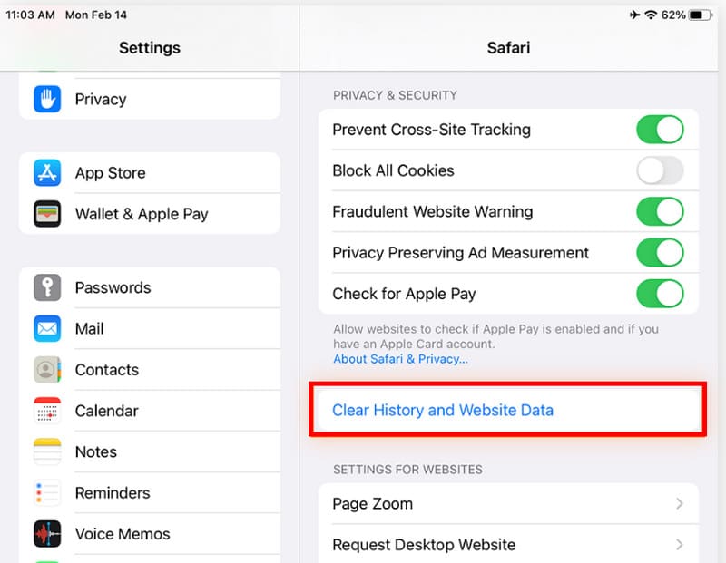 Safari Borrar historial y datos del sitio web