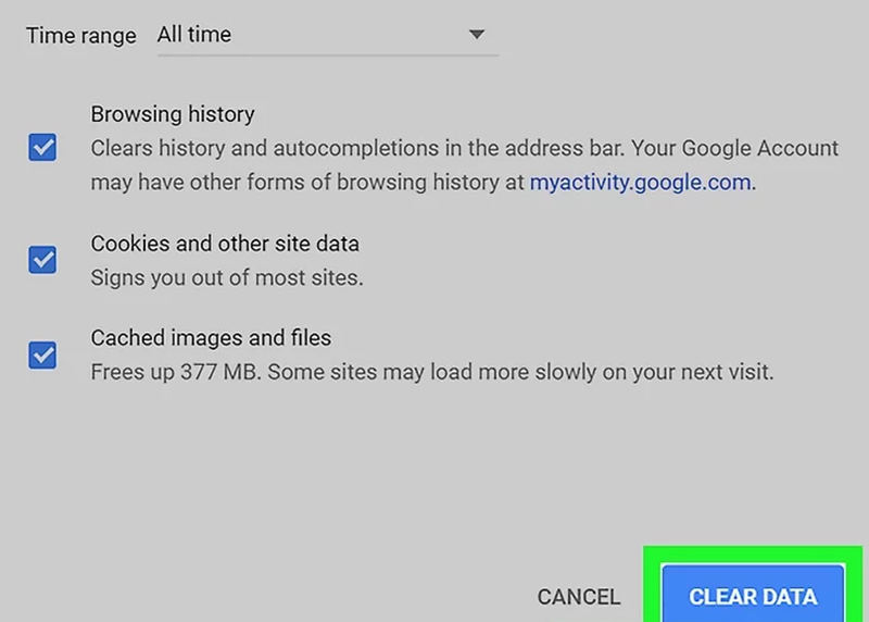 Borrar datos de navegación de Chrome