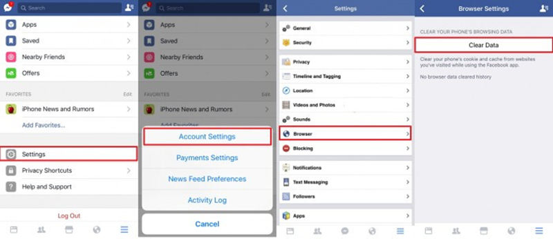 Limpiar caché de Facebook en iPhone