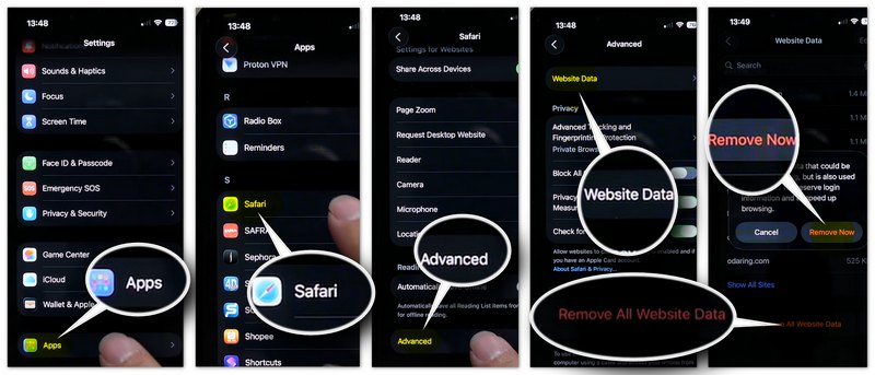Eliminar todos los datos de los sitios web