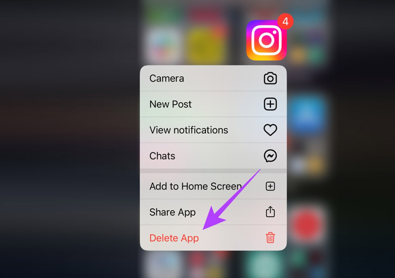 Eliminar la aplicación de Instagram en iPhone