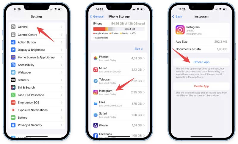 Aplicación para descargar almacenamiento del iPhone Instagram
