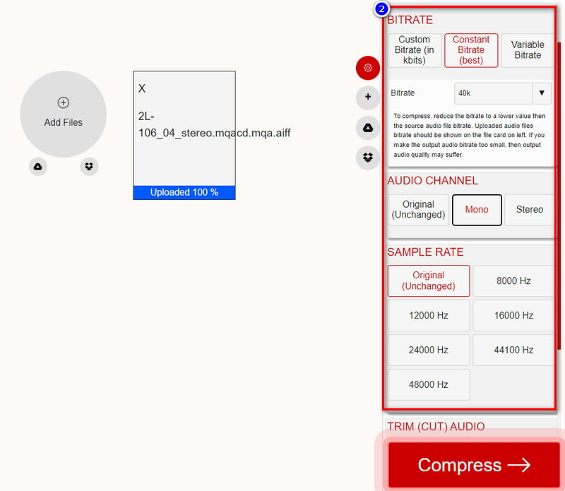 Cambiar la configuración de AIFF