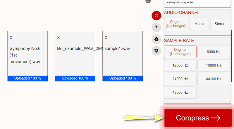 Xconvert comprimir audio