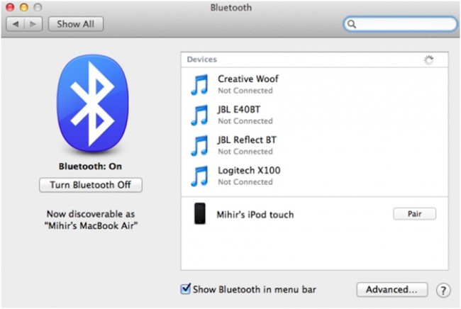 activar bluetooth