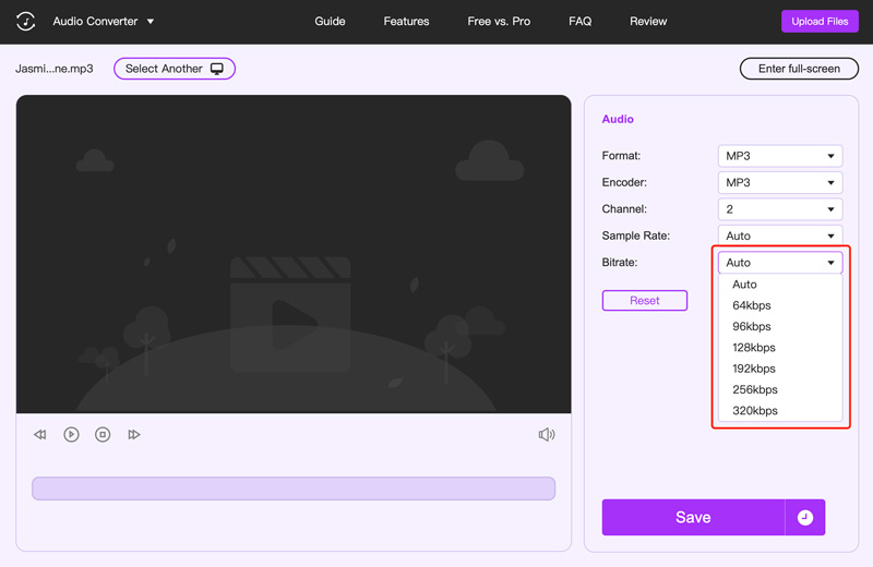 Convertir la tasa de bits de MP3 en línea Aiseesoft