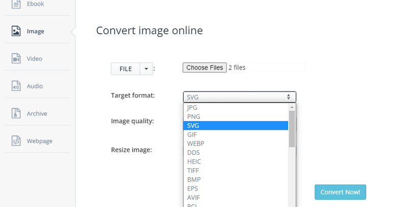 Seleccionar formato SVG