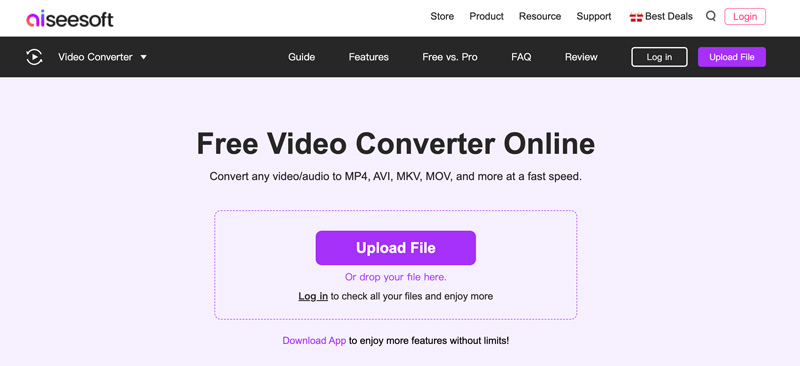 Aiseesoft Convertidor gratuito de MP4 a MOV en línea