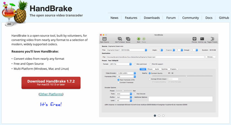 HandBrake Convertidor de MP4 a MOV de código abierto