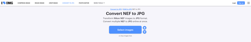 Convertir NEF a JPG en línea iLoveIMG