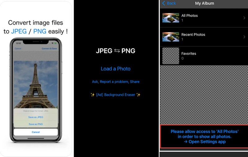 Convertidor de archivos de imagen JPEG PNG en IOS