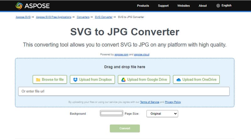 Aspose Convertidor de SVG a JPG