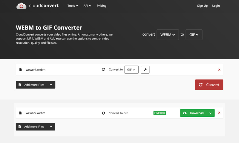 WebM GIF en línea CloudConvert