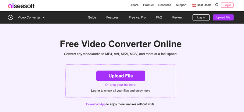 Aiseesoft Convertidor gratuito de WEBM a MP4 en línea