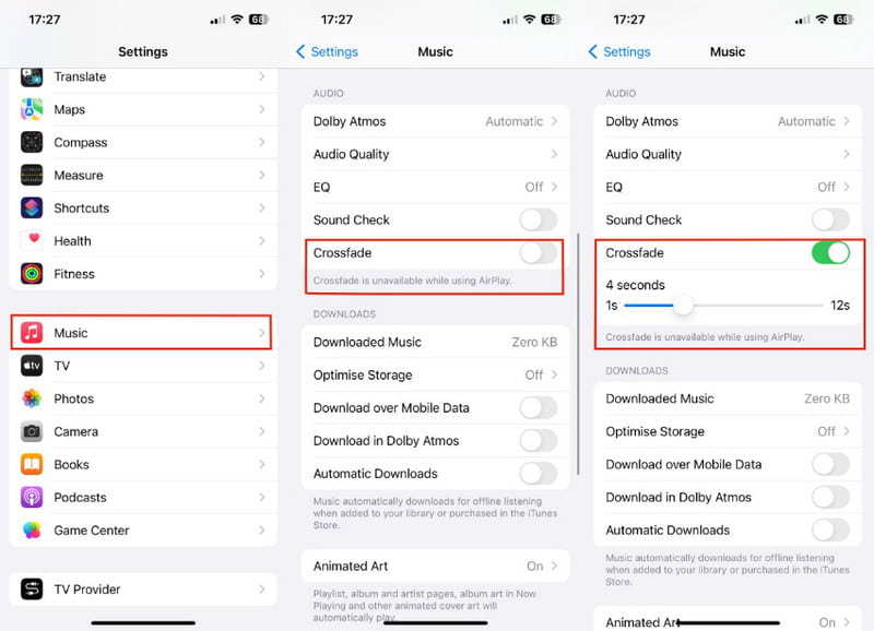 Cómo hacer un fundido cruzado en la configuración del iPhone