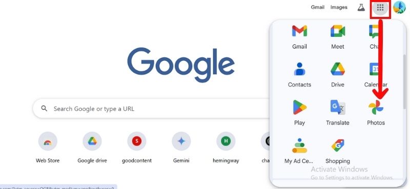 Seleccione la aplicación Google Photo