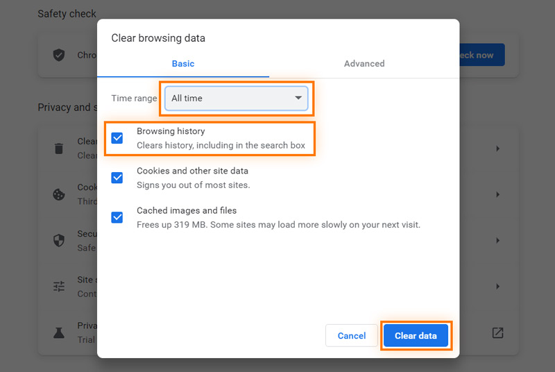 Eliminar todos los datos de navegación de Chrome en Mac