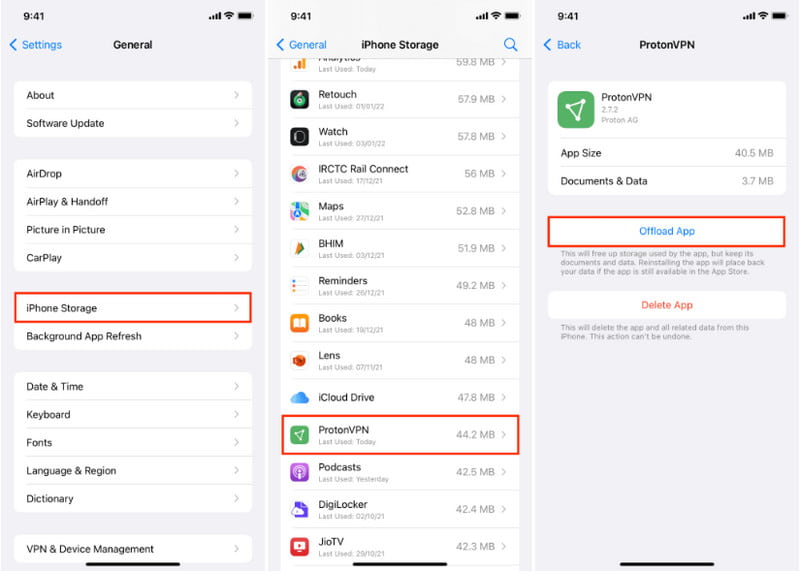 Configuración de iPhone Almacenamiento Descargar aplicación Eliminar juego