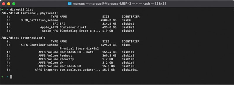 Terminal Diskutil Lista Eliminar Partición Mac