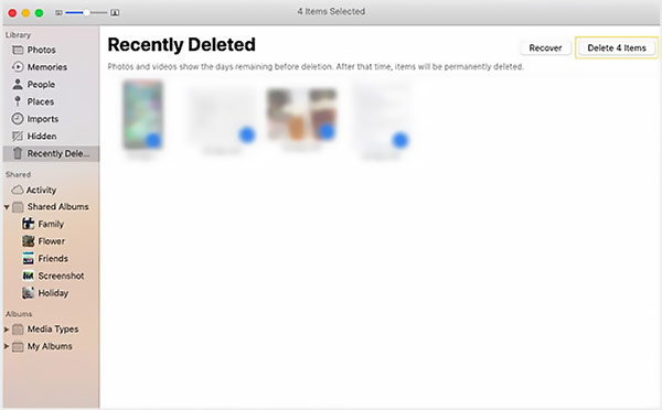 Eliminar todas las imágenes en Mac de Eliminadas recientemente