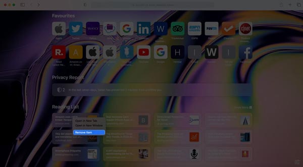 Eliminar la lista de lectura de Safari en Macos Big Sur