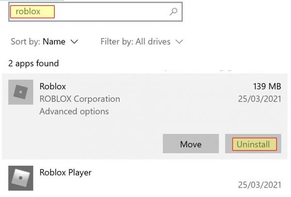 Desinstalar Roblox en Windows