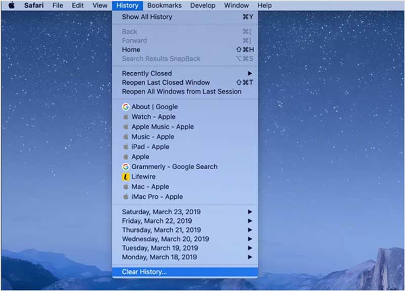 Eliminar historial de safari en mac