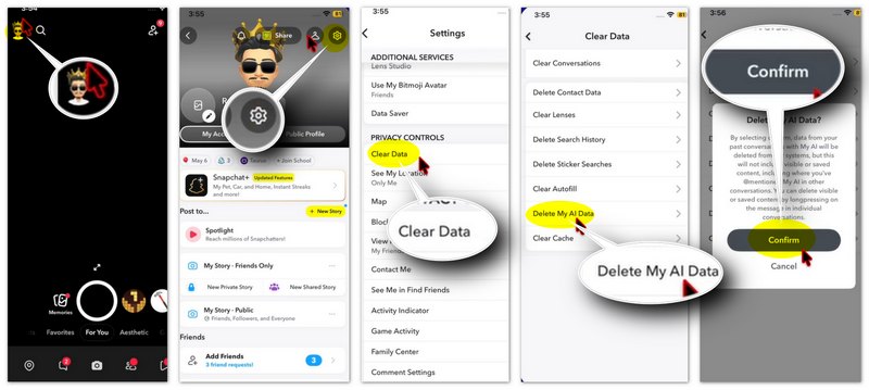 Eliminar mis datos de imágenes de Snapchat AI