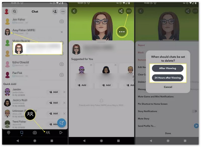 Eliminar chats de Snapchat después de verlos