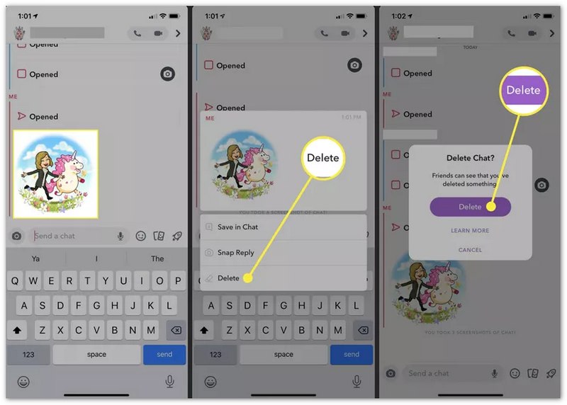 Anular el envío de imágenes de Snapchat que el destinatario no haya abierto.