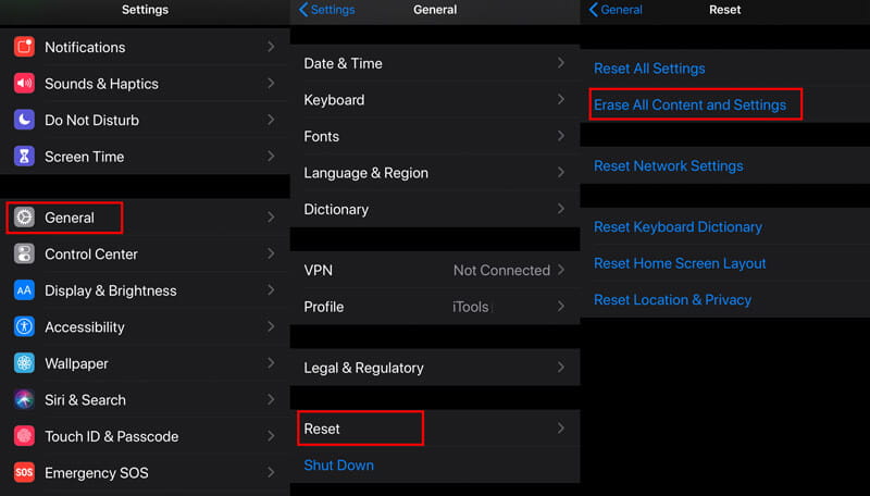 Borrar todas las configuraciones de contenido iPhone