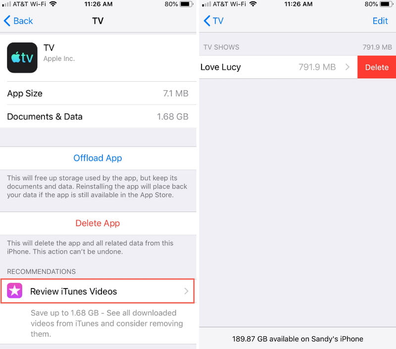 Configuración de iPhone Revisar iTunes Video Eliminar