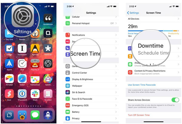 Configuración de iOS Tiempo de pantalla Tiempo de inactividad